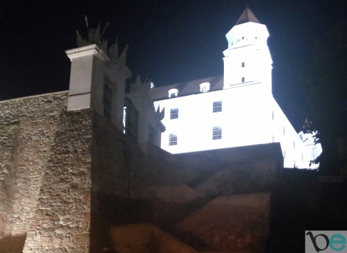 Bratislava Castle at night.